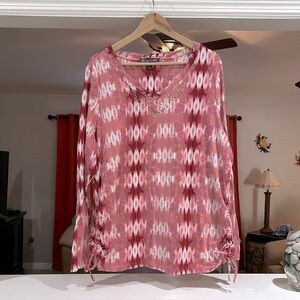 Gloria Vanderbilt Quincy Rutched Tie Sides Beaded V-neck Top Women’s Size 1X